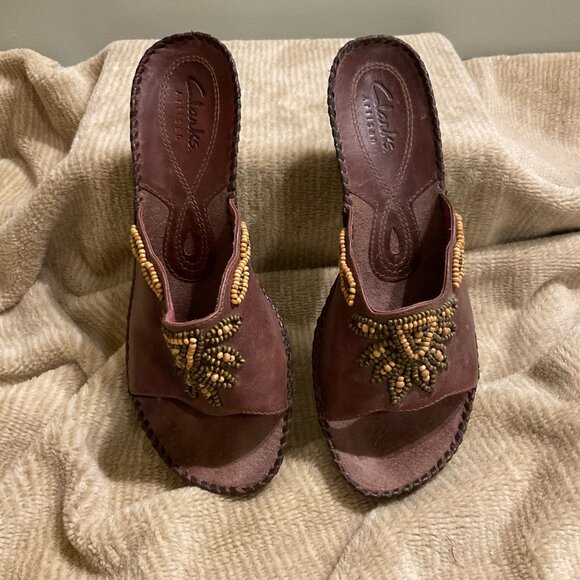 Clark Artison Leather Wedge Heel Sandal - Size 7 - Shoe - Picture 3 of 5